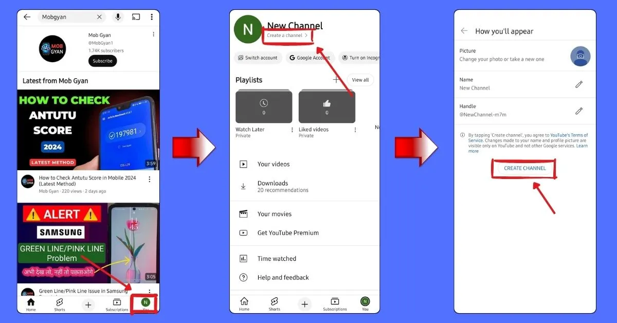 how to create youtube channel